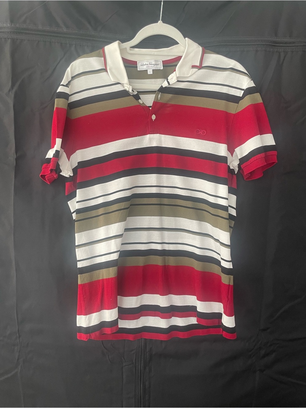 Salvatore Ferragamo Men’s Red Striped Polo Shirt